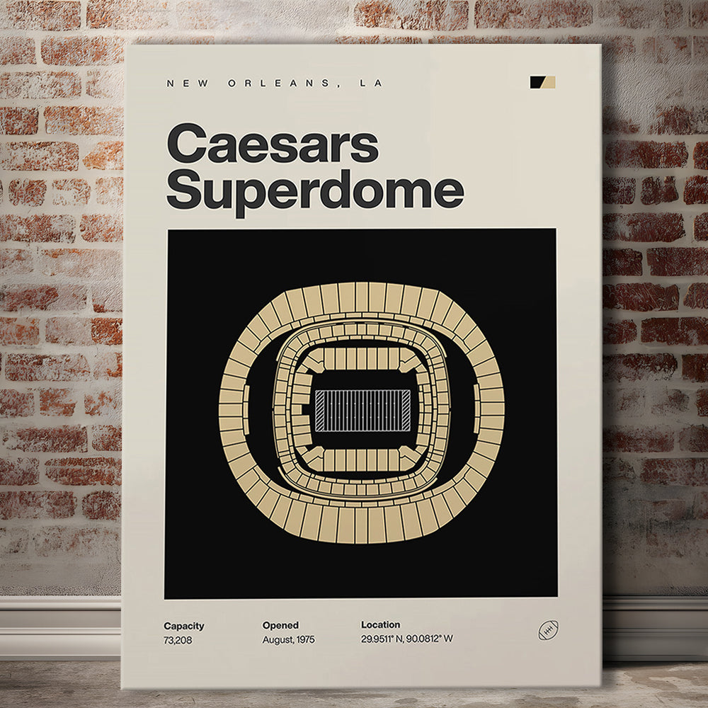New Orleans Saints Stadium Print, Caesars Superdome Stadium Print, Fan Gifts, Sport Art, Canvas Print Wall Art