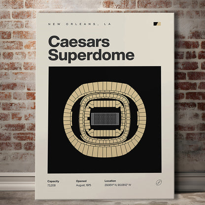 New Orleans Saints Stadium Print, Caesars Superdome Stadium Print, Fan Gifts, Sport Art, Canvas Print Wall Art