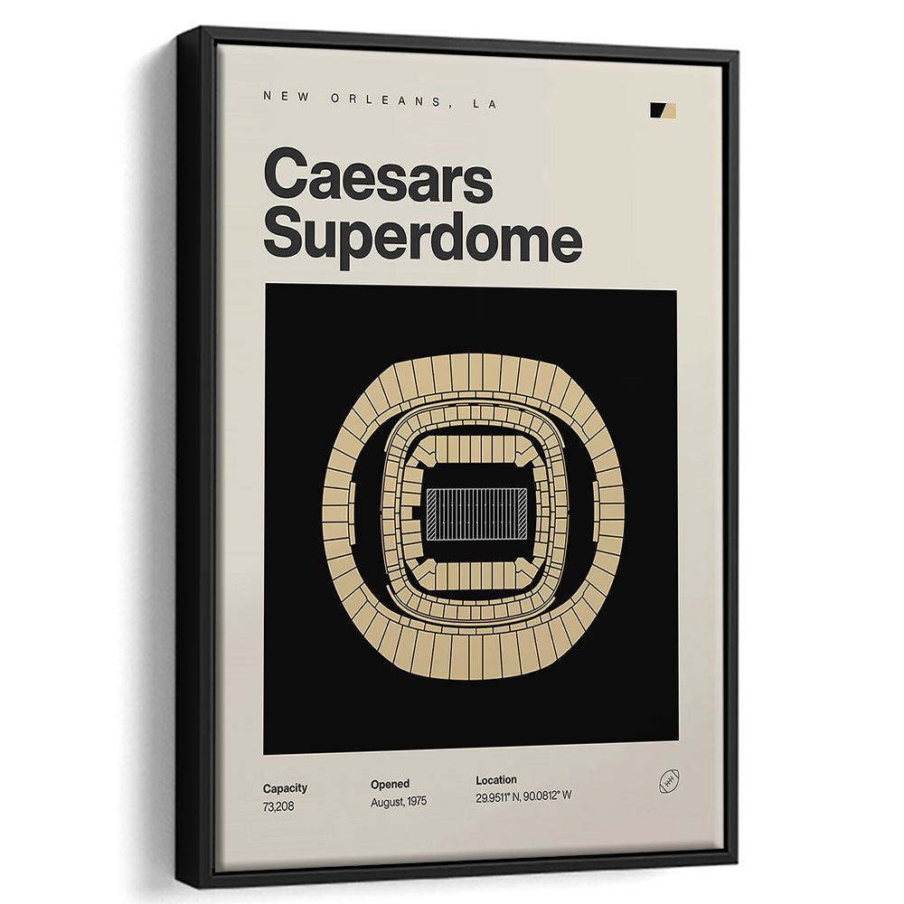 New Orleans Saints Stadium Print, Caesars Superdome Stadium Print, Man Cave Gift, Floating Framed Canvas Print Wall Art