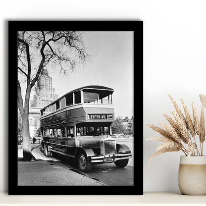 New York City Bus Architecture Print Black and White Art, Framed Art Print Wall Decor