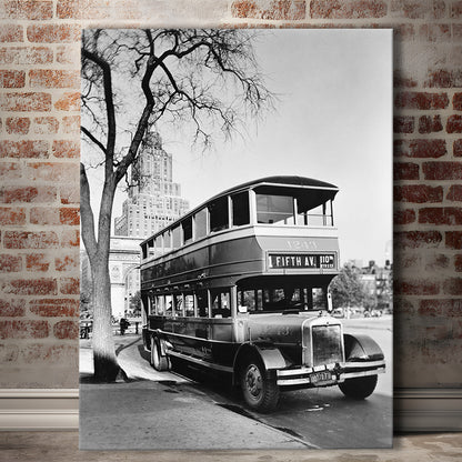 New York City Bus Architecture Print Black and White Art, Canvas Print Wall Art
