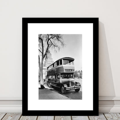New York City Bus Architecture Print Black and White Art, Framed Art Print White Border Wall Decor