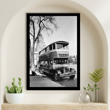 New York City Bus Architecture Print Black and White Art, Framed Art Print Wall Decor