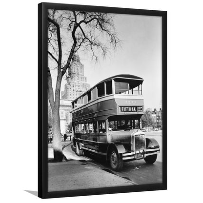 New York City Bus Architecture Print Black and White Art, Framed Art Print Wall Decor