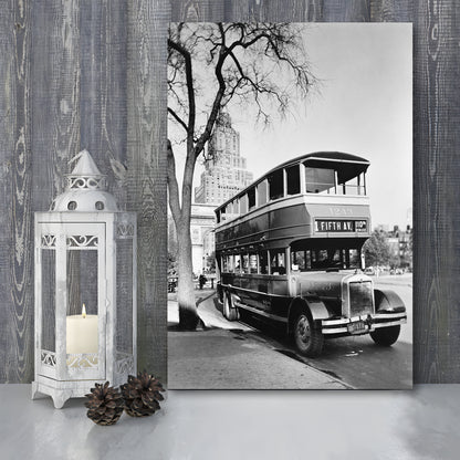 New York City Bus Architecture Print Black and White Art, Canvas Print Wall Art