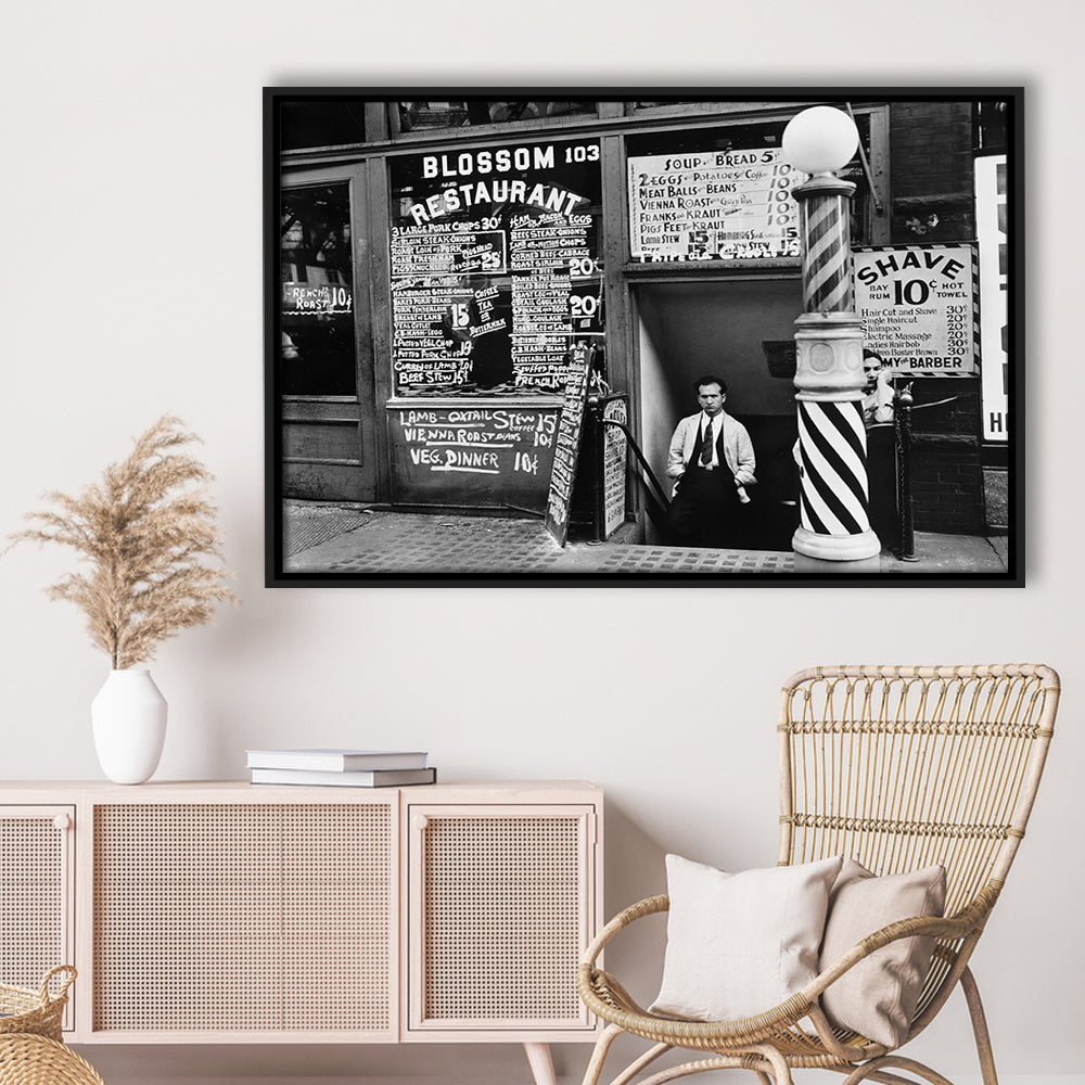 New York City Print Black and White Art, Floating Framed Canvas Print