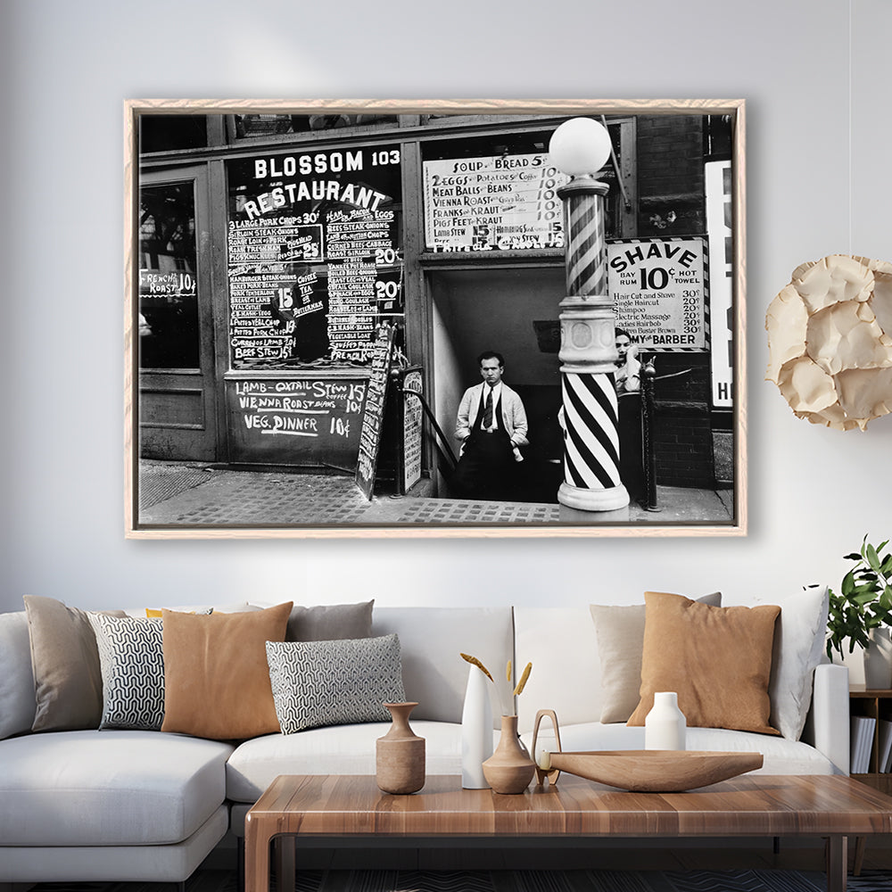 New York City Print Black and White Art, Floating Framed Canvas Print