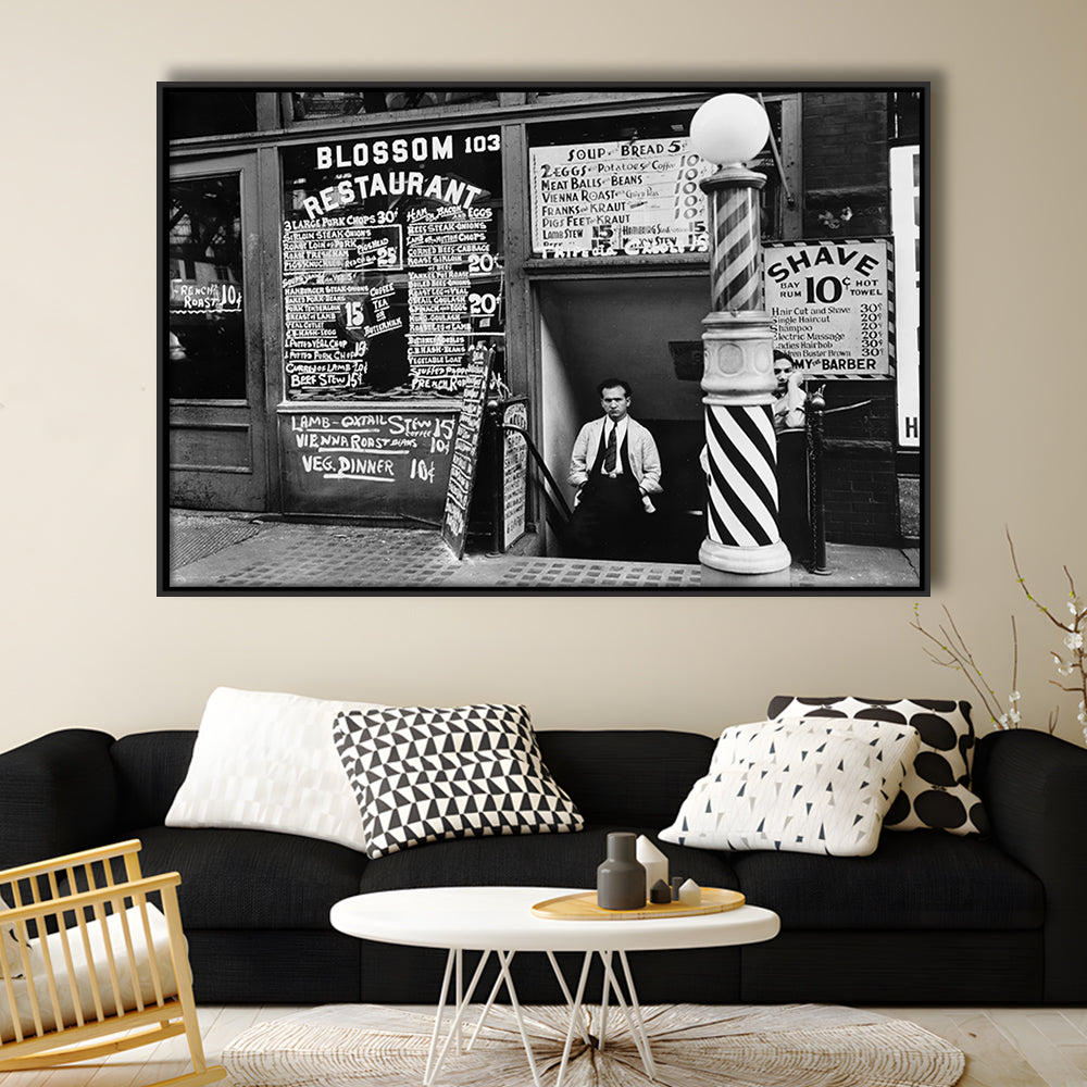 New York City Print Black and White Art, Floating Framed Canvas Print