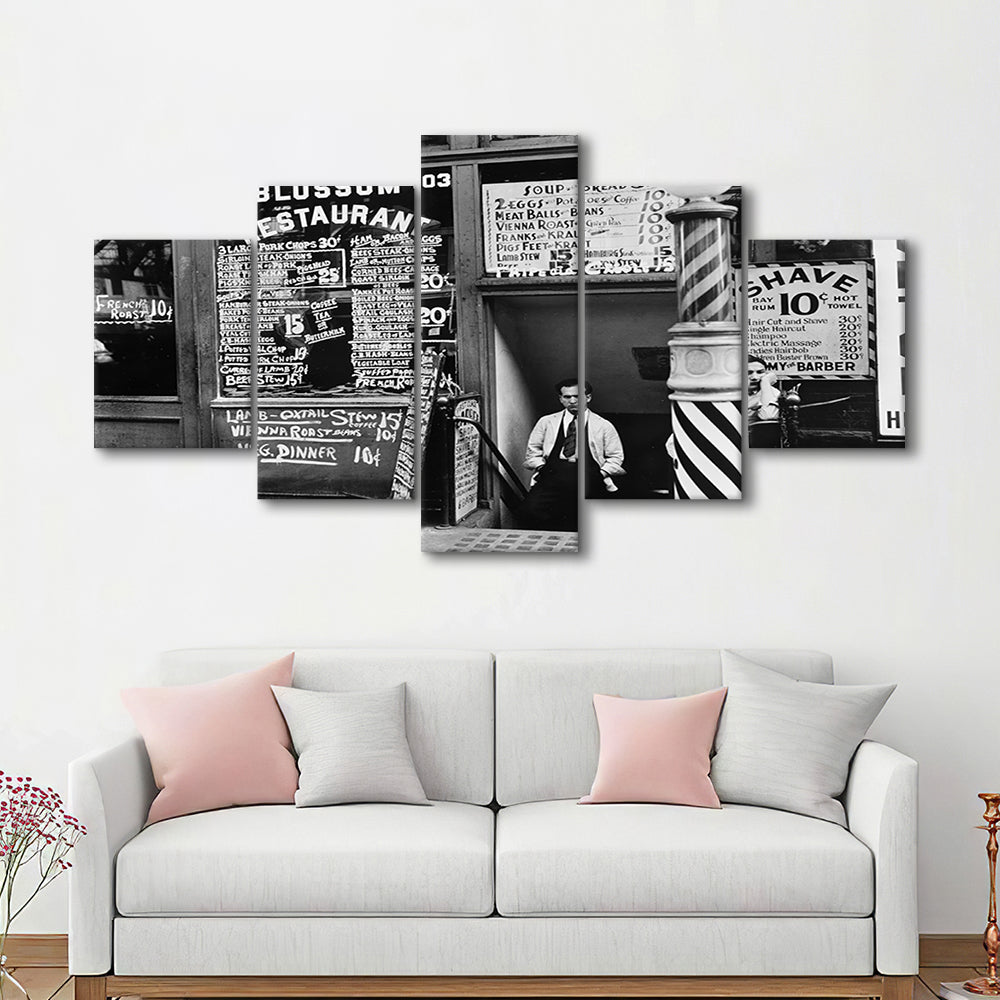 New York City Print Black and White Art, Mixed 5 Pieces Canvas Print