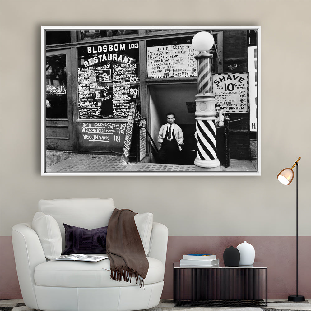 New York City Print Black and White Art, Floating Framed Canvas Print