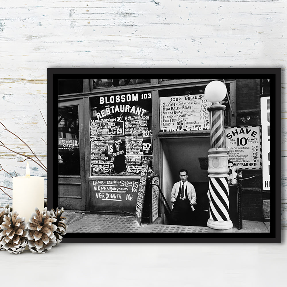 New York City Print Black and White Art, Floating Framed Canvas Print