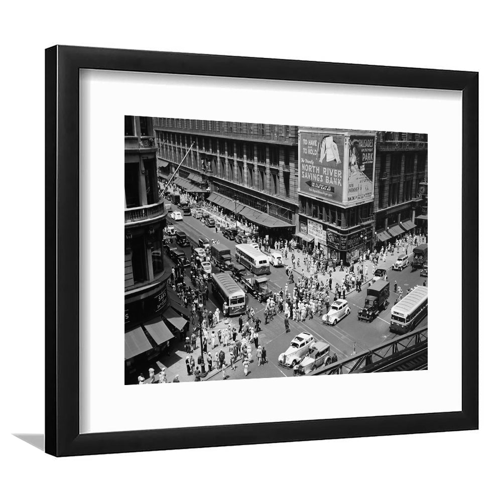 New York City Street View Black and White Art Architecture Print, Framed Art Print White Border Wall Decor