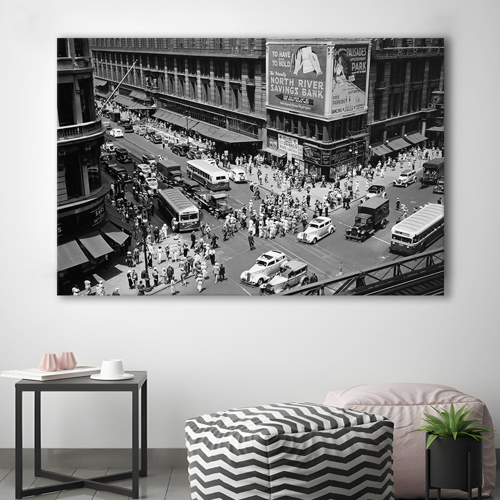 New York City Street View Black and White Art Architecture Print, Canvas Print Wall Art Decor