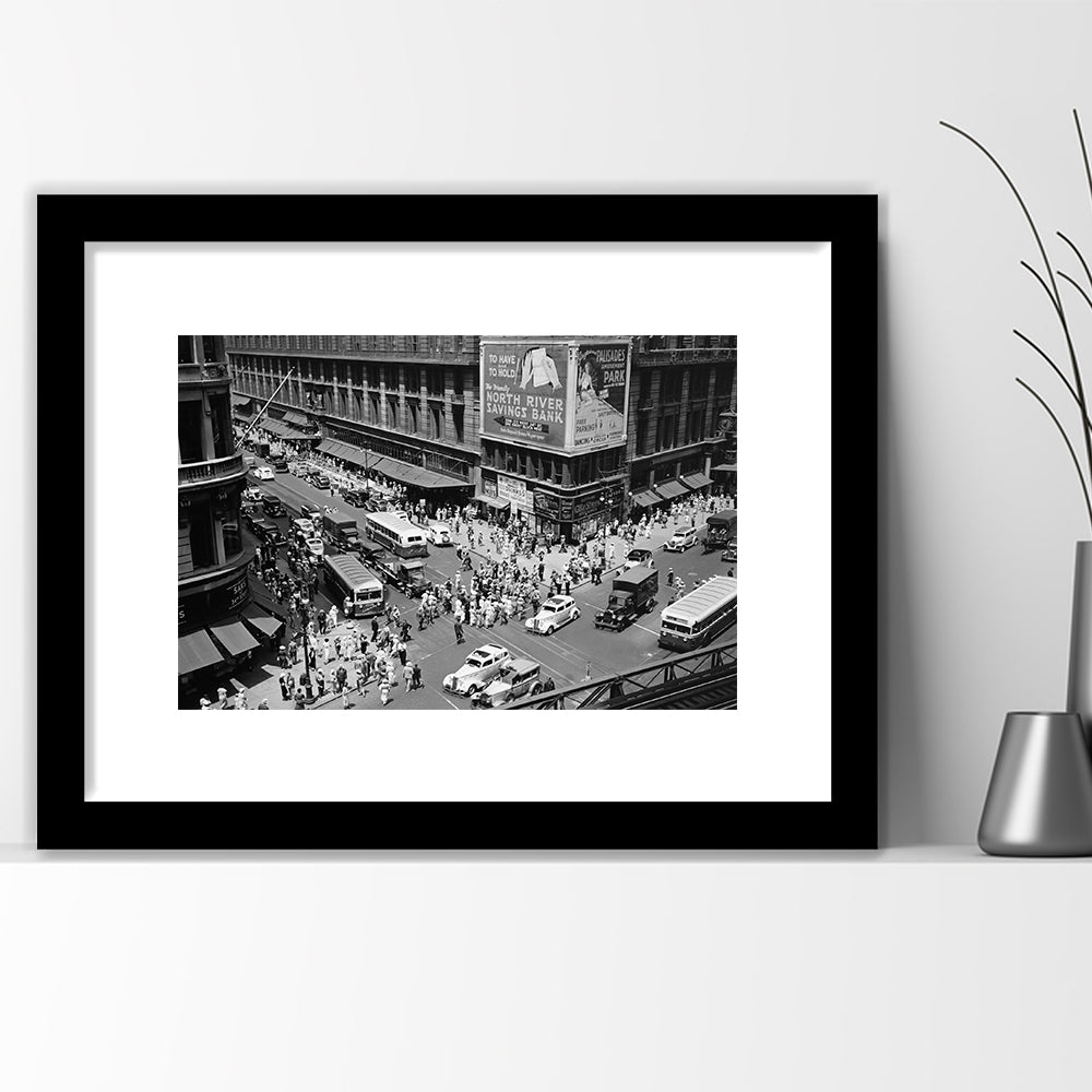 New York City Street View Black and White Art Architecture Print, Framed Art Print White Border Wall Decor