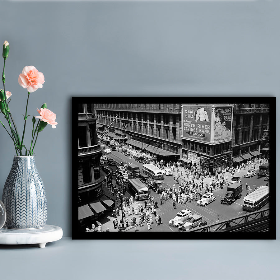 New York City Street View Black and White Art Architecture Print, Framed Art Print Wall Decor
