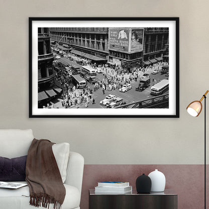 New York City Street View Black and White Art Architecture Print, Framed Art Print White Border Wall Decor