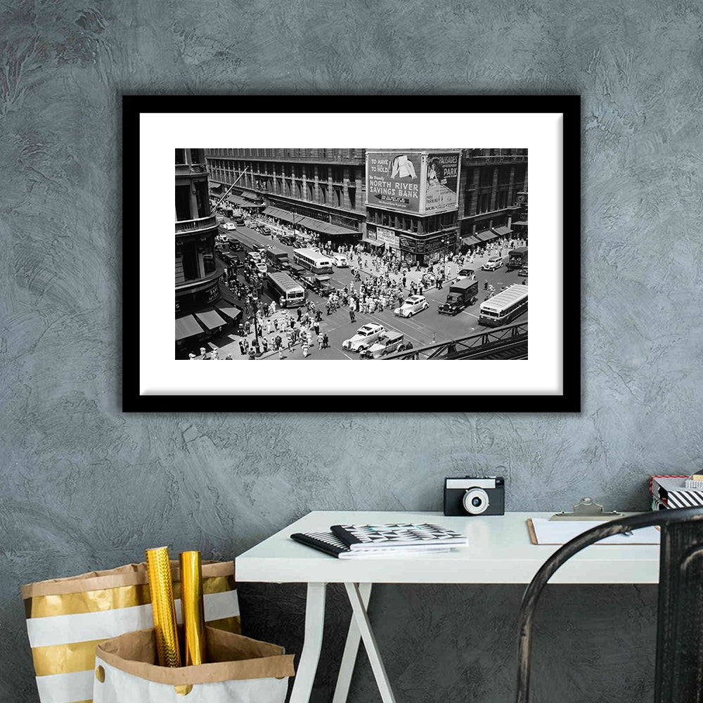 New York City Street View Black and White Art Architecture Print, Framed Art Print White Border Wall Decor