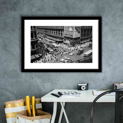 New York City Street View Black and White Art Architecture Print, Framed Art Print White Border Wall Decor