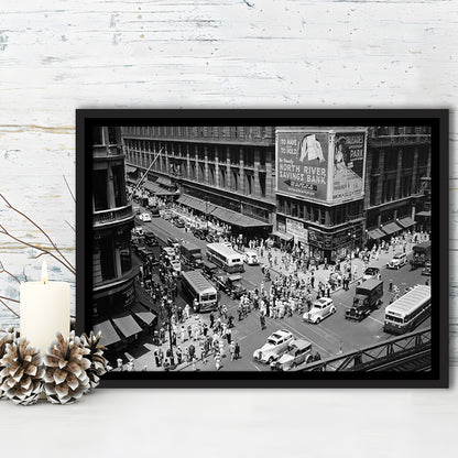 New York City Street View Black and White Art Architecture Print, Floating Framed Canvas Print