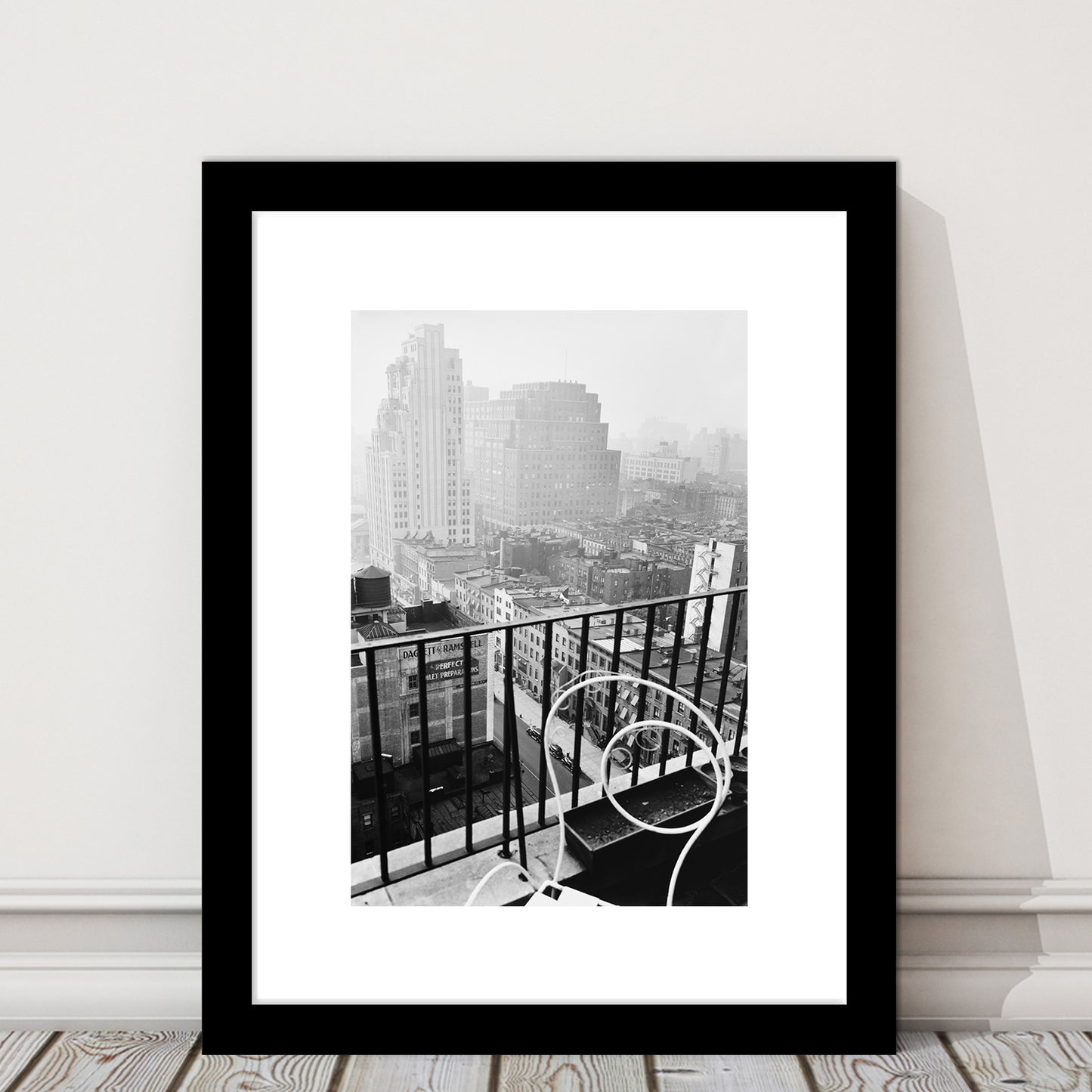 New York City View Black and White Art Architecture Print, Framed Art Print White Border Wall Decor