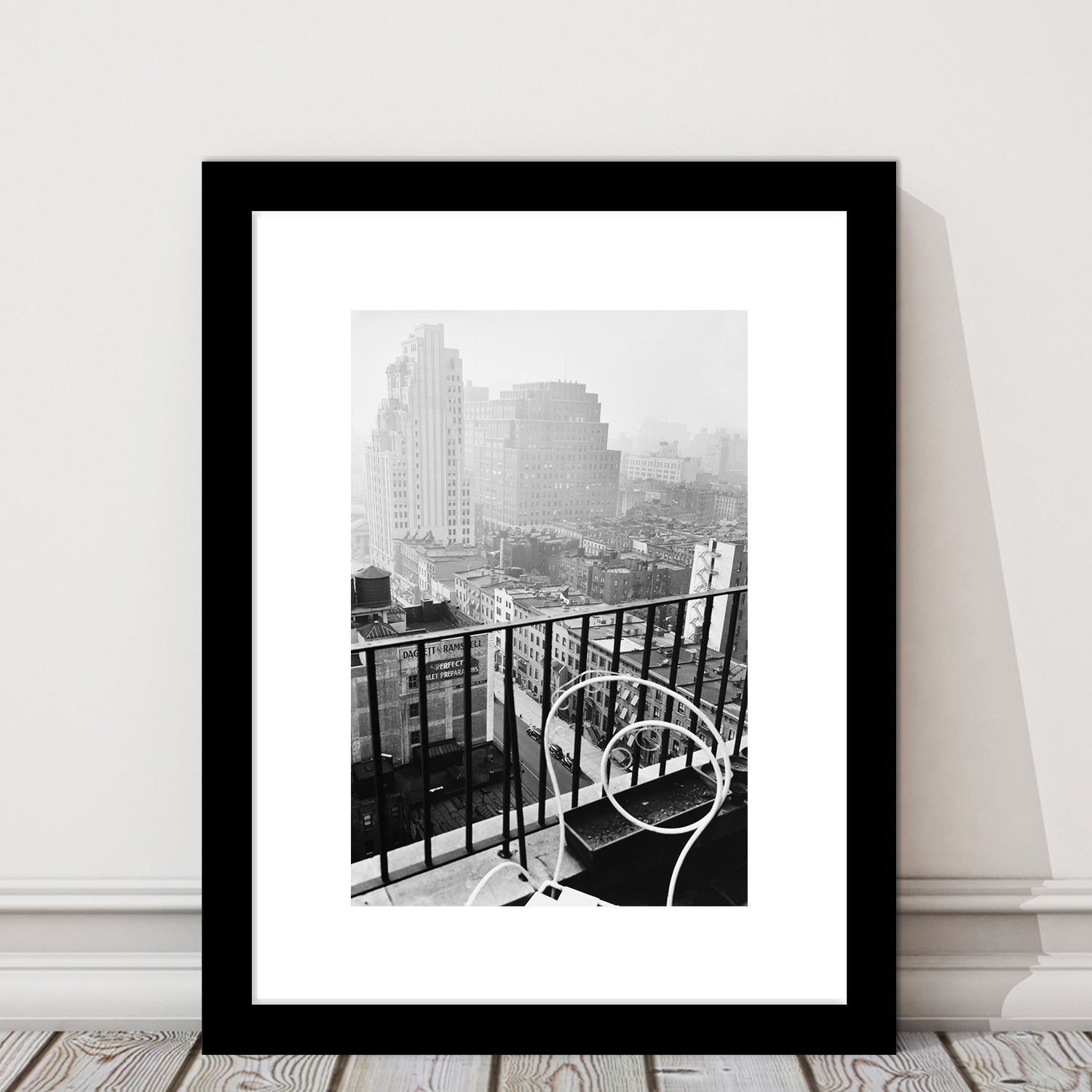 New York City View Black and White Art Architecture Print, Framed Art Print White Border Wall Decor