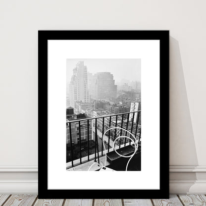 New York City View Black and White Art Architecture Print, Framed Art Print White Border Wall Decor