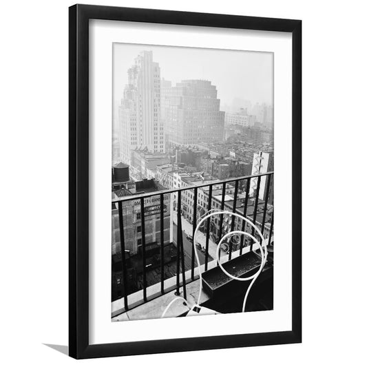 New York City View Black and White Art Architecture Print, Framed Art Print White Border Wall Decor