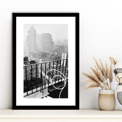 New York City View Black and White Art Architecture Print, Framed Art Print White Border Wall Decor