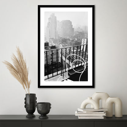 New York City View Black and White Art Architecture Print, Framed Art Print White Border Wall Decor