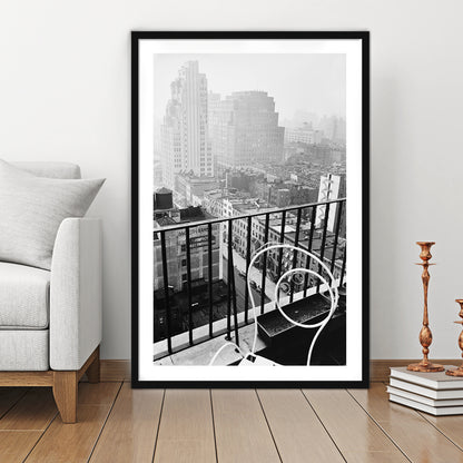 New York City View Black and White Art Architecture Print, Framed Art Print White Border Wall Decor