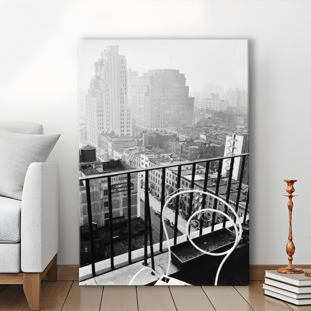 New York City View Black and White Art Architecture Print, Canvas Print Wall Art