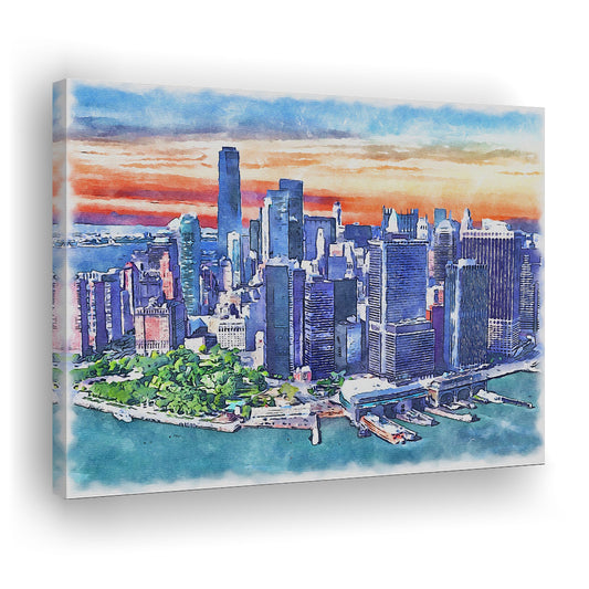 New York City Watercolor Painting Canvas, New York City Painting, Sport Art, Gifts for him, Canvas Print Wall Art