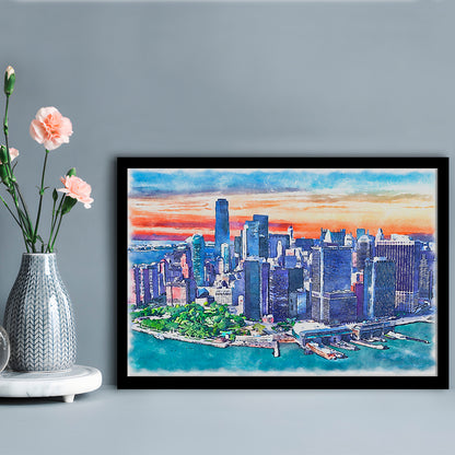 New York City Watercolor Painting Canvas, New York City Painting, Sport Gift Art, Framed Art Print Wall Decor