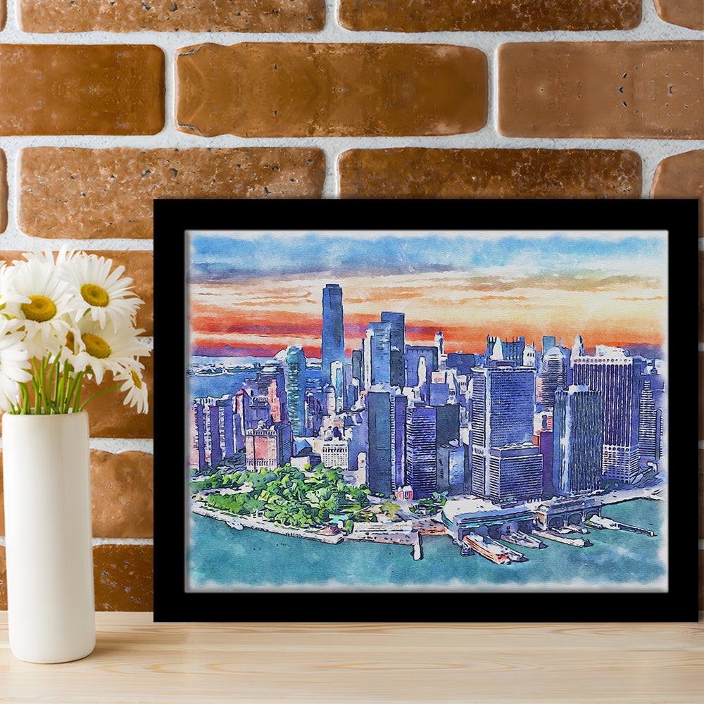 New York City Watercolor Painting Canvas, New York City Painting, Sport Gift Art, Framed Art Print Wall Decor