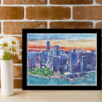 New York City Watercolor Painting Canvas, New York City Painting, Sport Gift Art, Framed Art Print Wall Decor