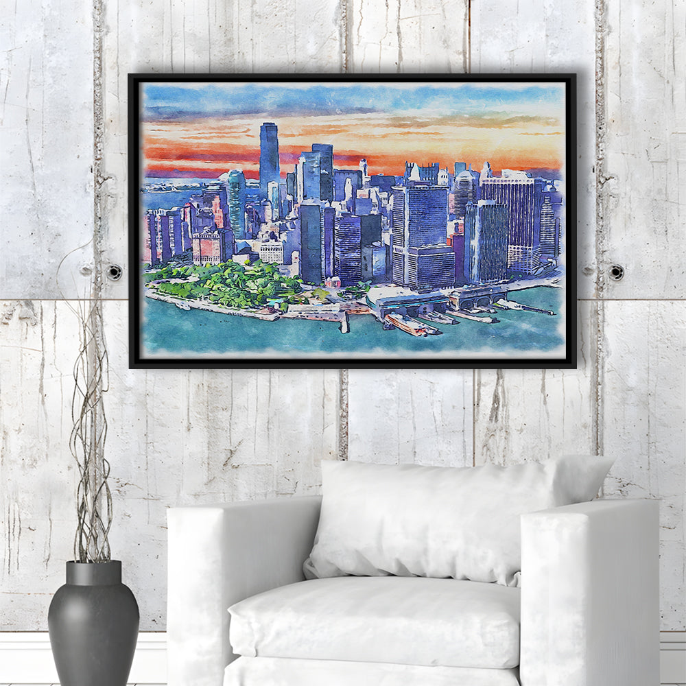New York City Watercolor Painting Canvas, New York City Painting, Sport Gift Art, Framed Canvas Print Wall Art
