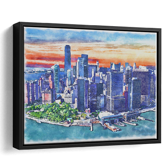 New York City Watercolor Painting Canvas, New York City Painting, Sport Gift Art, Framed Canvas Print Wall Art