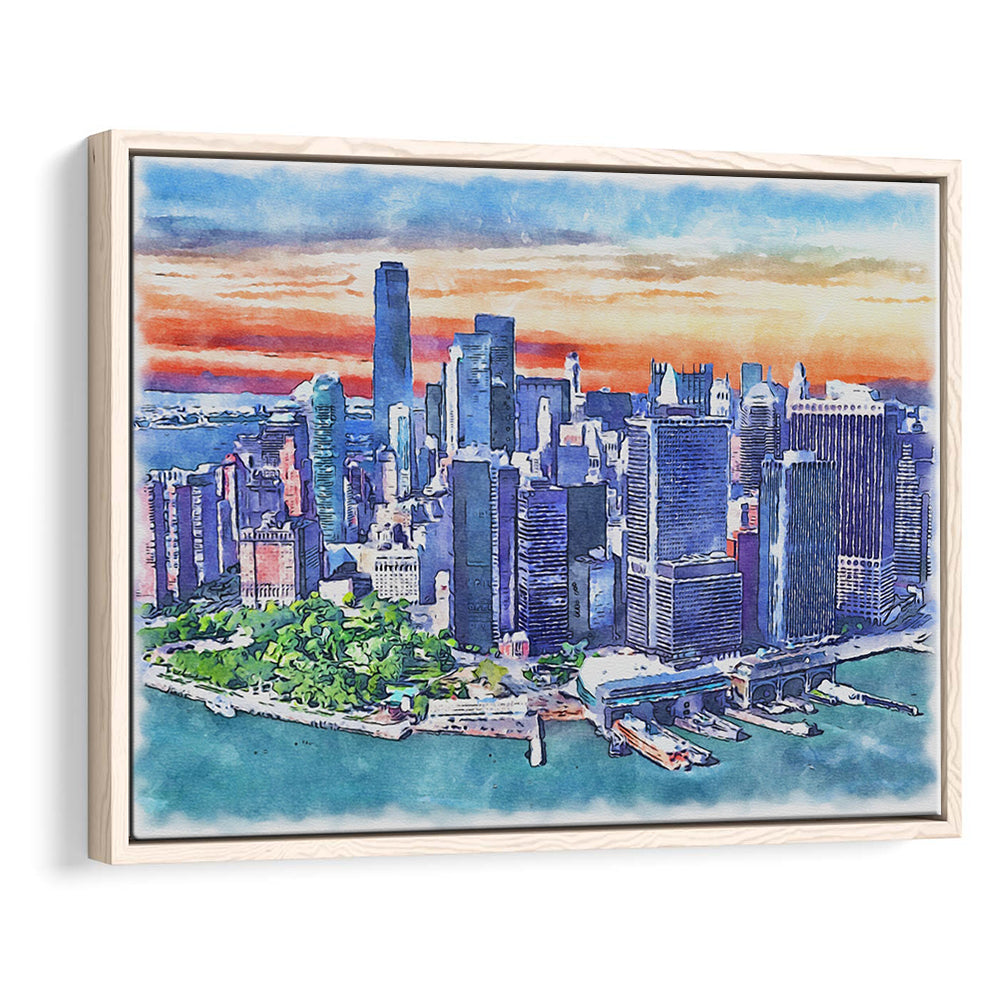 New York City Watercolor Painting Canvas, New York City Painting, Sport Gift Art, Framed Canvas Print Wall Art