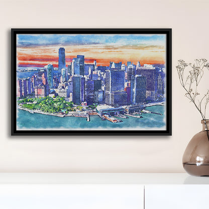 New York City Watercolor Painting Canvas, New York City Painting, Sport Gift Art, Framed Canvas Print Wall Art