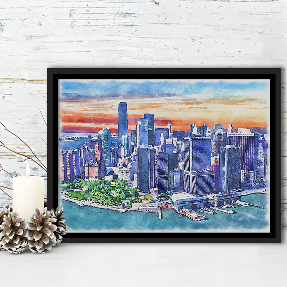 New York City Watercolor Painting Canvas, New York City Painting, Sport Gift Art, Framed Canvas Print Wall Art
