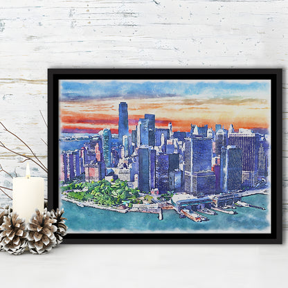 New York City Watercolor Painting Canvas, New York City Painting, Sport Gift Art, Framed Canvas Print Wall Art