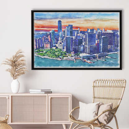 New York City Watercolor Painting Canvas, New York City Painting, Sport Gift Art, Framed Canvas Print Wall Art