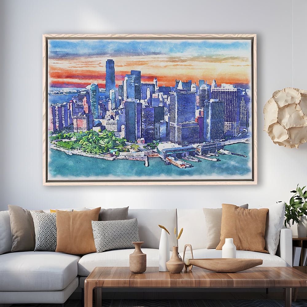 New York City Watercolor Painting Canvas, New York City Painting, Sport Gift Art, Framed Canvas Print Wall Art