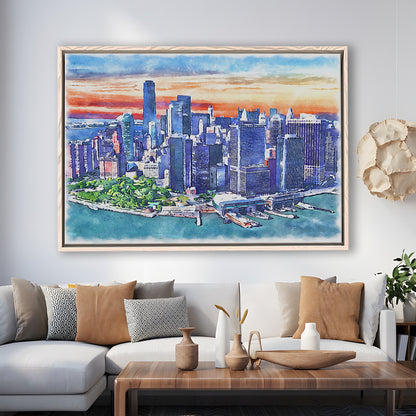 New York City Watercolor Painting Canvas, New York City Painting, Sport Gift Art, Framed Canvas Print Wall Art