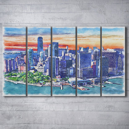New York City Watercolor Painting Canvas, New York City Painting, Sport Art, Extra Large Canvas Print Wall Art