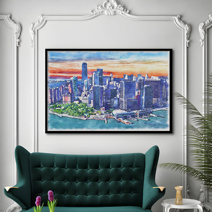 New York City Watercolor Painting Canvas, New York City Painting, Sport Gift Art, Framed Art Print Wall Decor