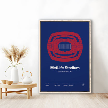 NY Giants Stadium Print, NY MetLife Stadium Print, Man Cave Gift, Floating Framed Canvas Print Wall Art