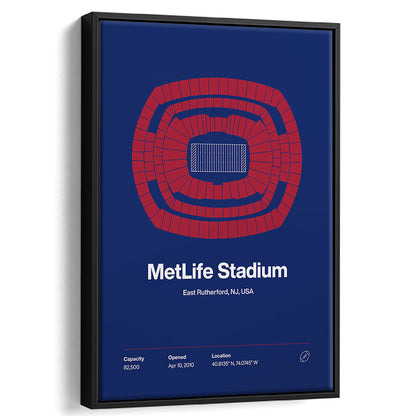 NY Giants Stadium Print, NY MetLife Stadium Print, Man Cave Gift, Floating Framed Canvas Print Wall Art