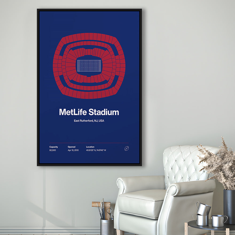 NY Giants Stadium Print, NY MetLife Stadium Print, Man Cave Gift, Floating Framed Canvas Print Wall Art