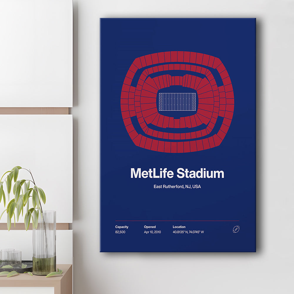 NY Giants Stadium Print, NY MetLife Stadium Print, Fan Gifts, Sport Art, Canvas Print Wall Art
